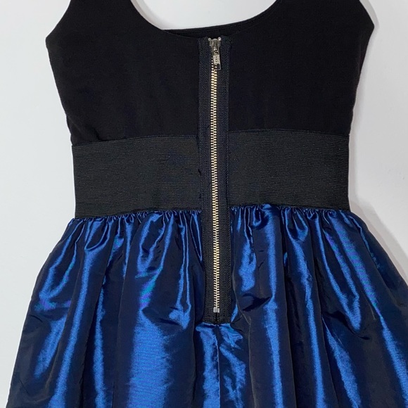 S Necessary Objects Elastic Waist Metallic Satin Peplum Mini Colorblock Dress - Picture 8 of 10